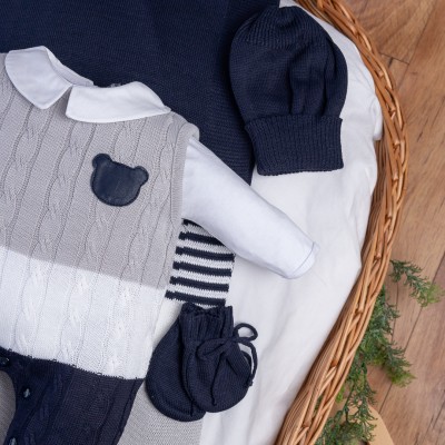  Saída de Maternidade Guilherme - Azul Marinho e Cinza